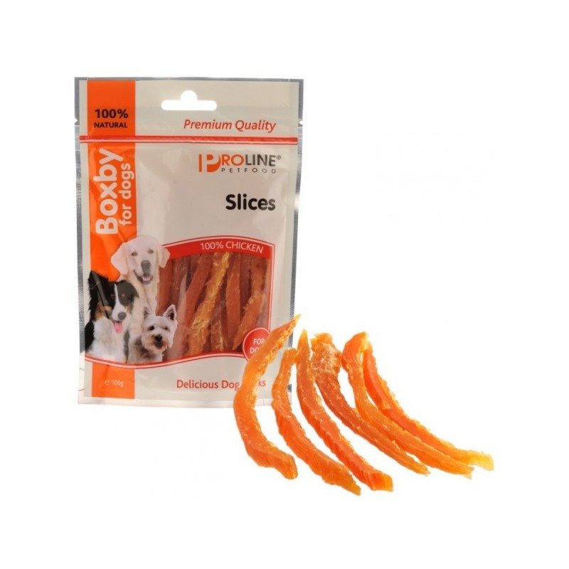 Boxby tiras de pollo, snack natural perros, premios naturales para perros, golosinas perros