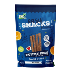 easy snack yummy fish, barritas pescado para perros, premios para perros, snacks para perros