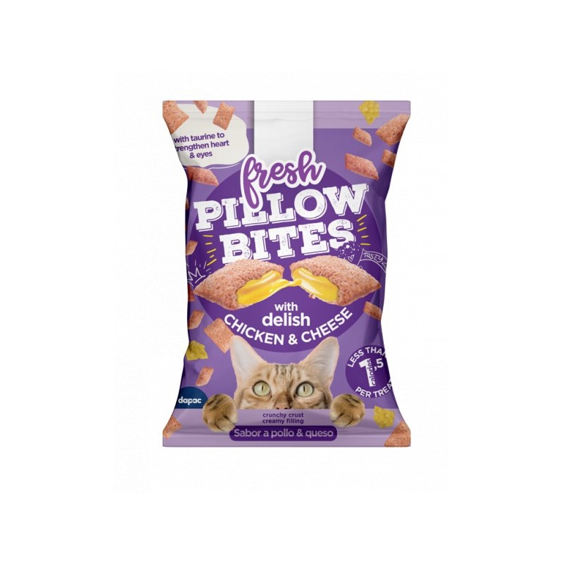 FRESH PILLOWS POLLO CON QUESO, SNACKS PARA GATO, GOLOSINA PARA GATO