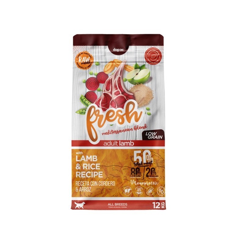 fresh cordero, fresh mediterranean cordero, pienso bajo en cereal de cordero, alimento para perros